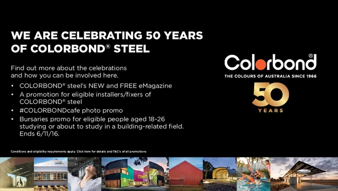 Win a holiday during COLORBOND® steel 50th Celebrations